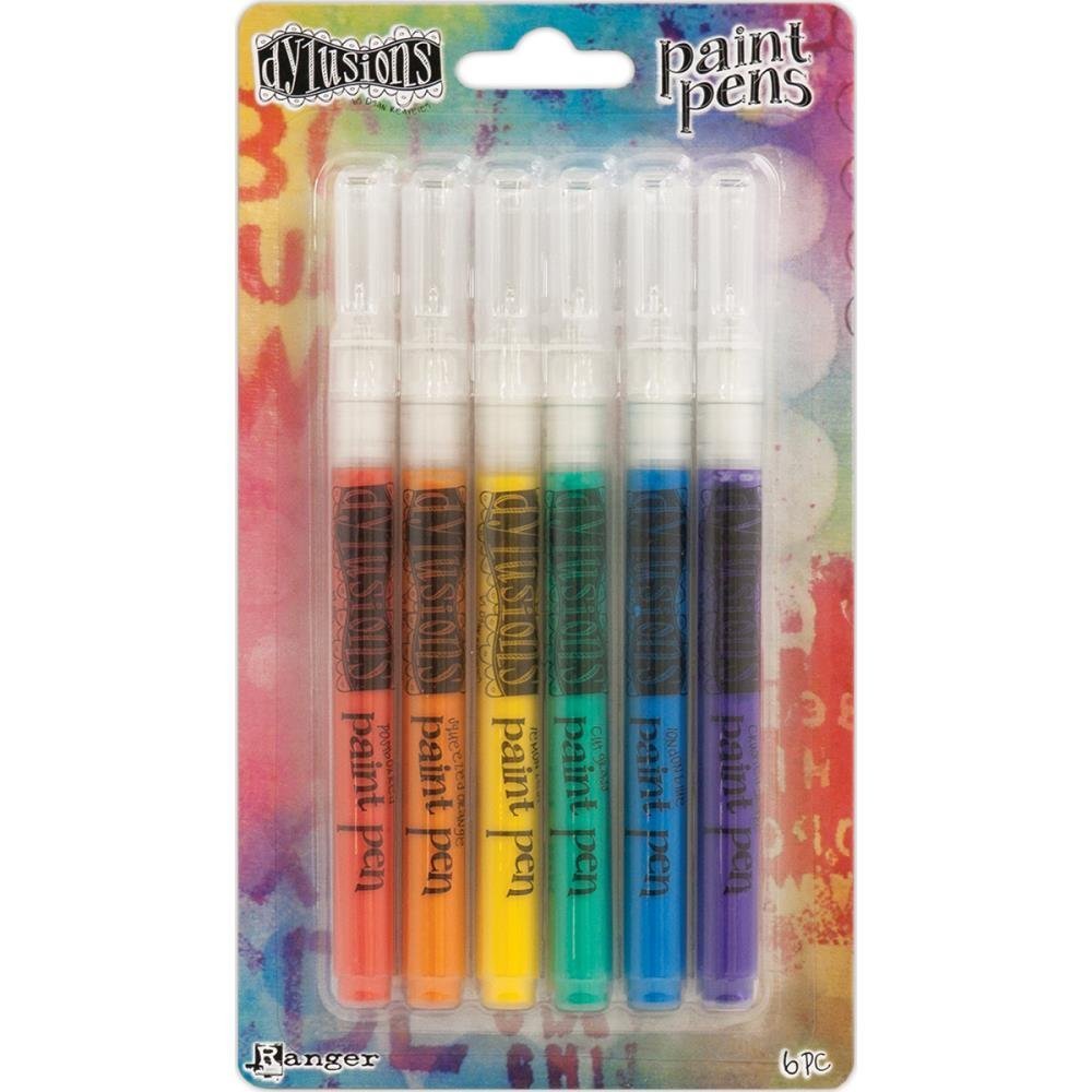 Dyan Reaveley's Dylusions Paint Pens - Six Color Pack + White Linen & Black Marble