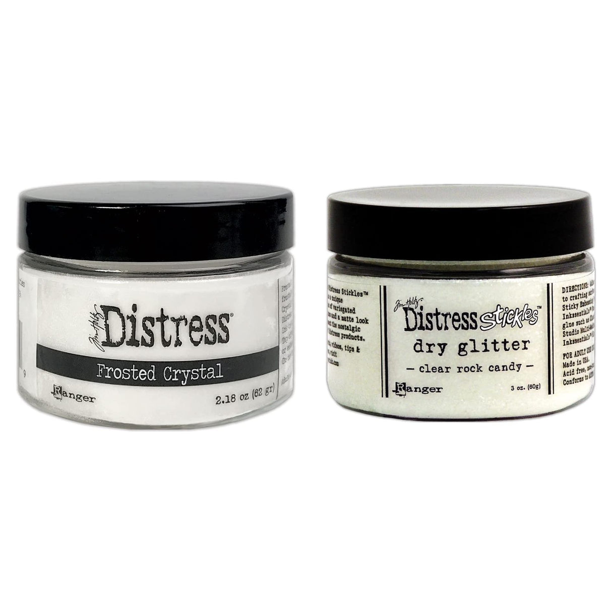 Ranger - Tim Holtz Tim Holtz Distress Frosted Crystal Embossing Medium & Distress Rock Candy Stickles Dry Glitter - Two Item Bundle, red green, 2 Piece Set