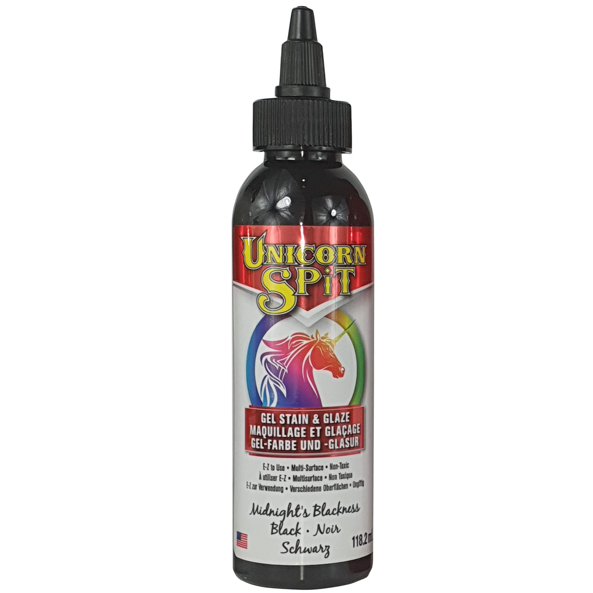 Unicorn SPiT 5770010 Gel Stain and Glaze, Midnight's Blackness 4.0 FL OZ Bottle, 4