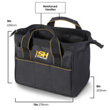 STEELHEAD 12-Inch Wide Mouth Tool Bag & Organizer, Reinforced Bottom, 4 Pockets, Water-Resistant, Heavy-Duty Zipper, Quick-Access Tool Attachment, Jobsite Ready: Electricians, Plumbers, Contractors