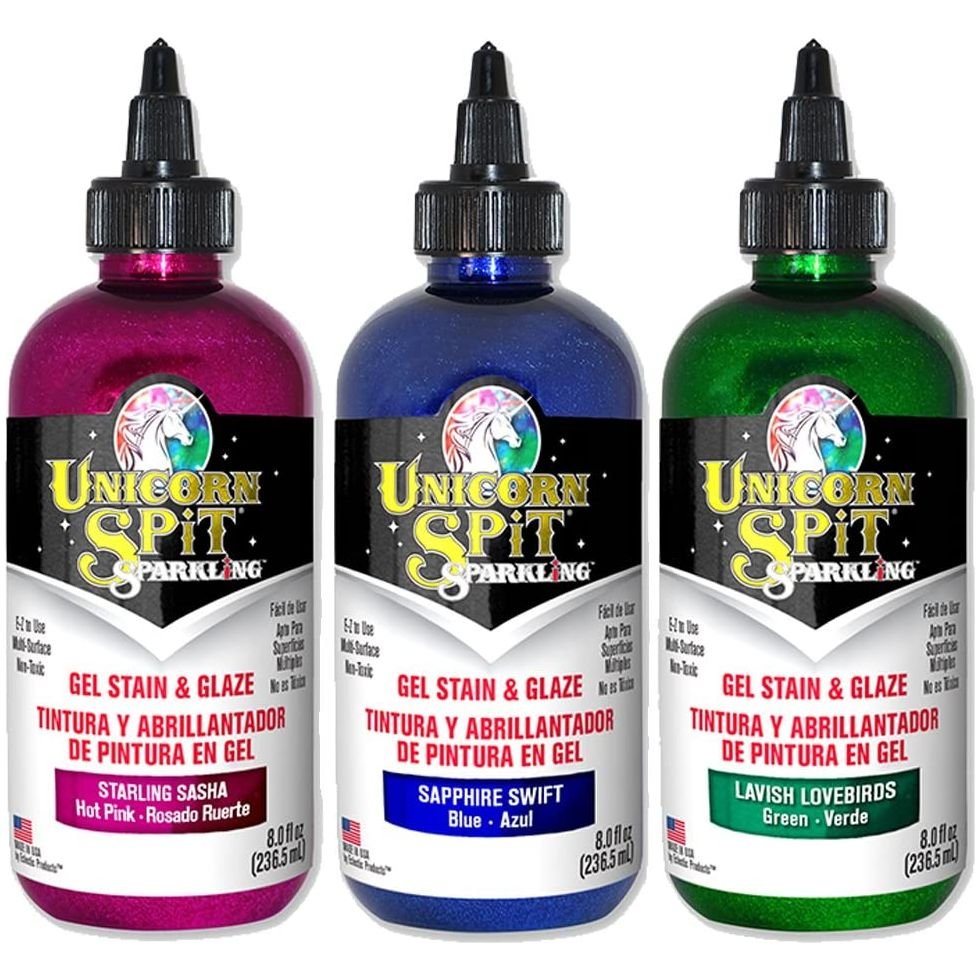 Unicorn SPiT Sparkling - Gel Stain & Glaze - 8oz Galaxy Sparkle Collection - Starling Sasha, Sapphire Swift, Lavish Lovebirds