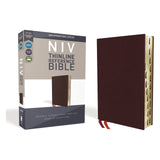 NIV, Thinline Reference Bible (Deep Study at a Portable Size), Bonded Leather, Burgundy, Red Letter, Thumb Indexed, Comfort Print [Bonded Leather] Zondervan