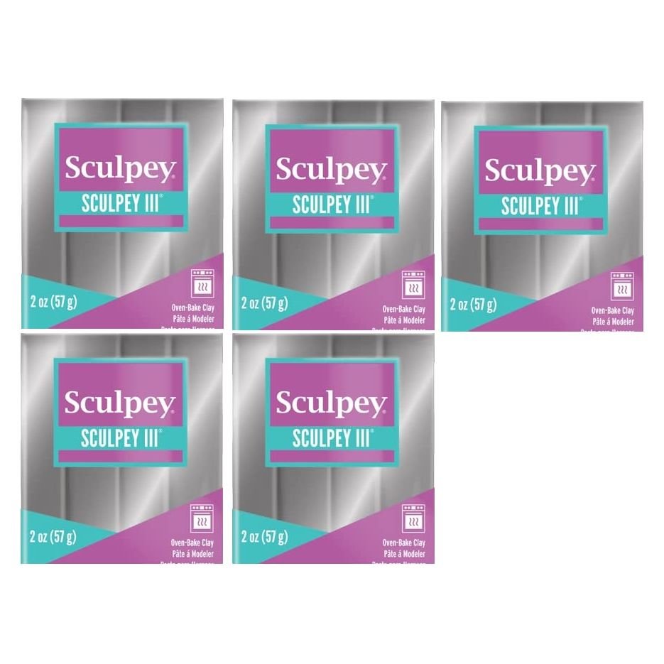 Sculpey III Oven-Baked Clay 5 Pack - Silver