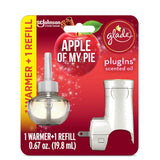 Glade PlugIns Refills Air Freshener Starter Kit, Scented and Essential Oils for Home and Bathroom, Apple of My Pie, 0.67 Fl Oz, 1 Warmer + 1 Refill