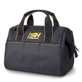STEELHEAD 12-Inch Wide Mouth Tool Bag & Organizer, Reinforced Bottom, 4 Pockets, Water-Resistant, Heavy-Duty Zipper, Quick-Access Tool Attachment, Jobsite Ready: Electricians, Plumbers, Contractors