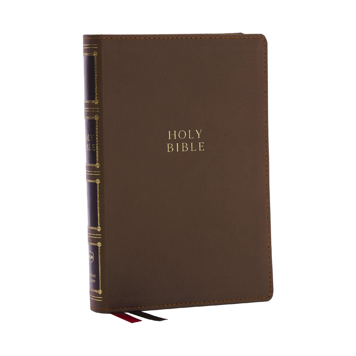 NKJV, Compact Center-Column Reference Bible, Brown Leathersoft, Red Letter, Comfort Print (Thumb Indexed) [Imitation Leather] Thomas Nelson