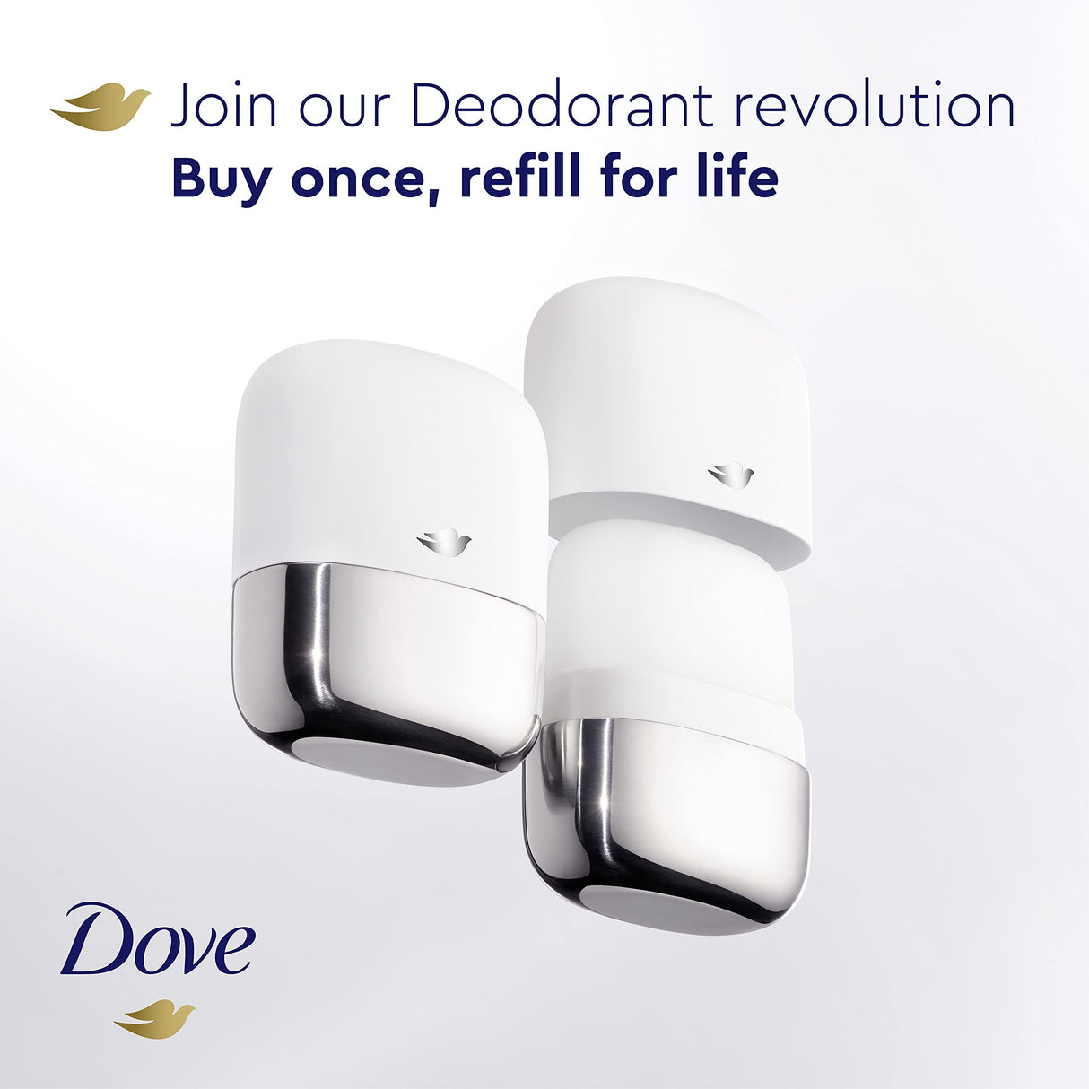 Dove Refillable Deodorant Starter Kit 0% Aluminum Sensitive Aluminum Free Deodorant 1.13 oz
