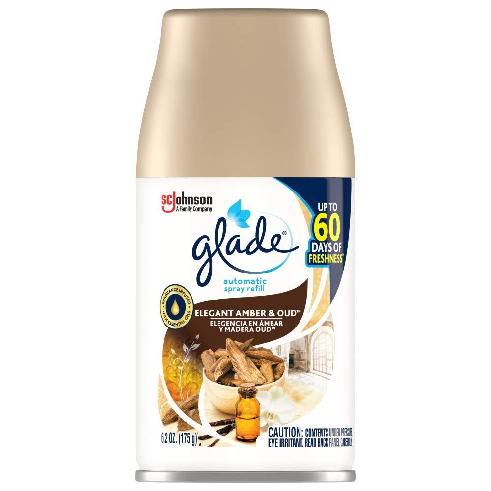Glade Automatic Spray Refill Elegant Amber & Oud 6.2 Oz, Pack of 6