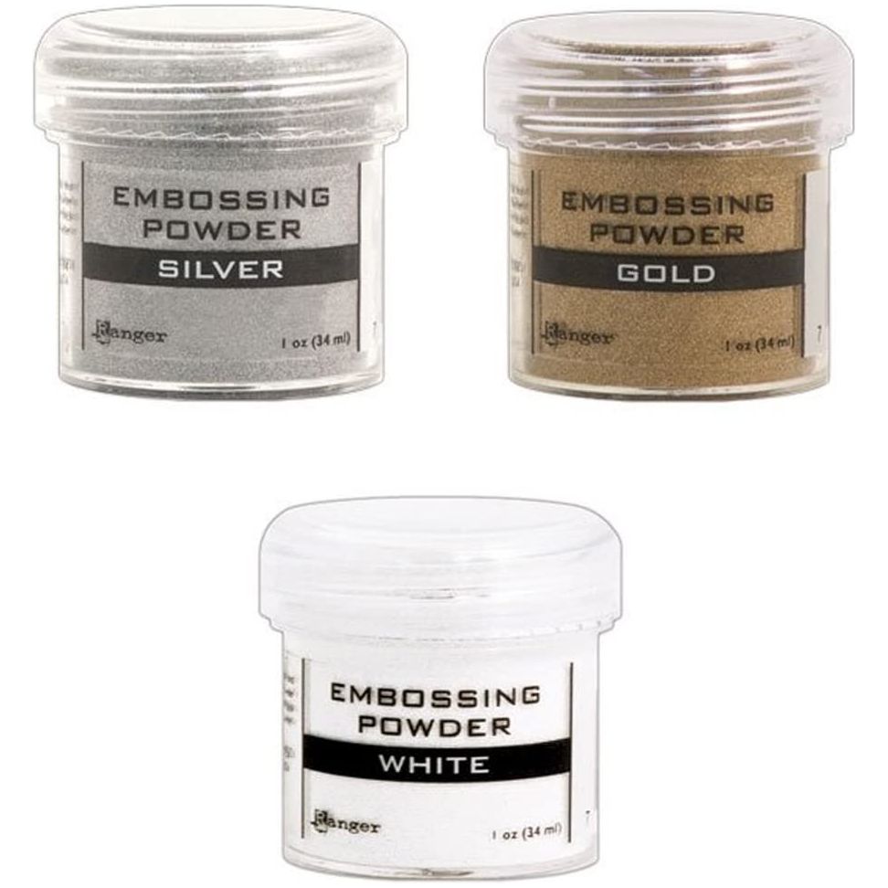 Ranger Embossing Powder Lot: Gold, Silver and White