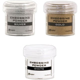 Ranger Embossing Powder Lot: Gold, Silver and White
